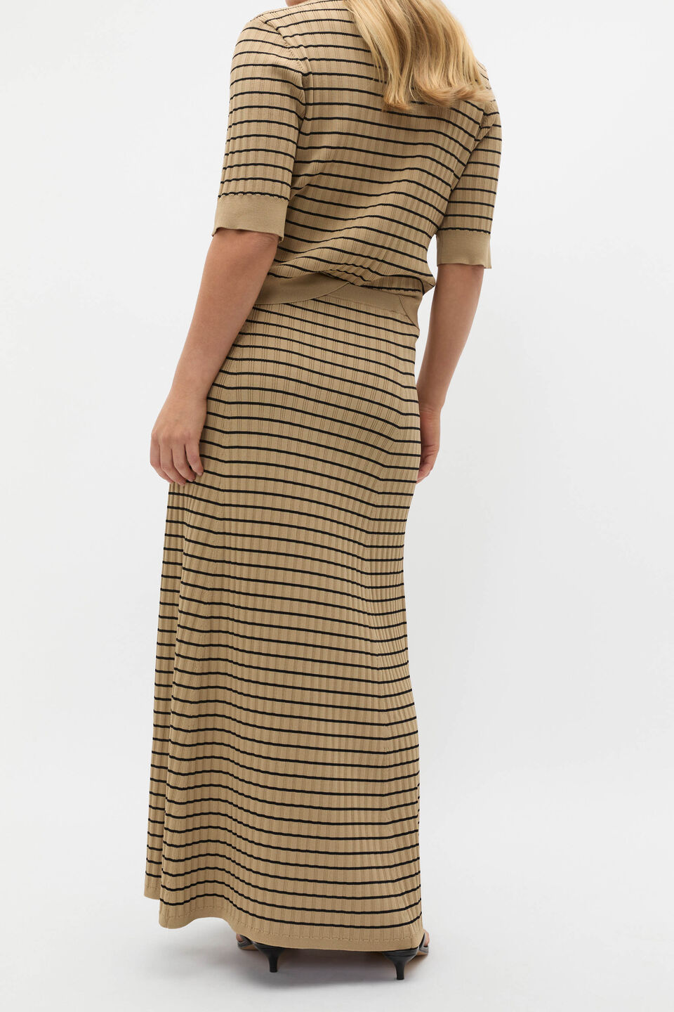 Crepe Knit Stripe Skirt  Rye Stripe