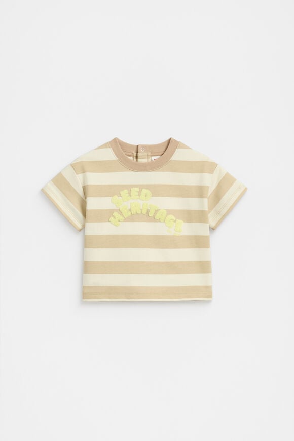 Stripe Boxy Tee  Ecru  hi-res