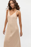 Crinkled Satin Twist Shoulder Dress  Ecru  hi-res