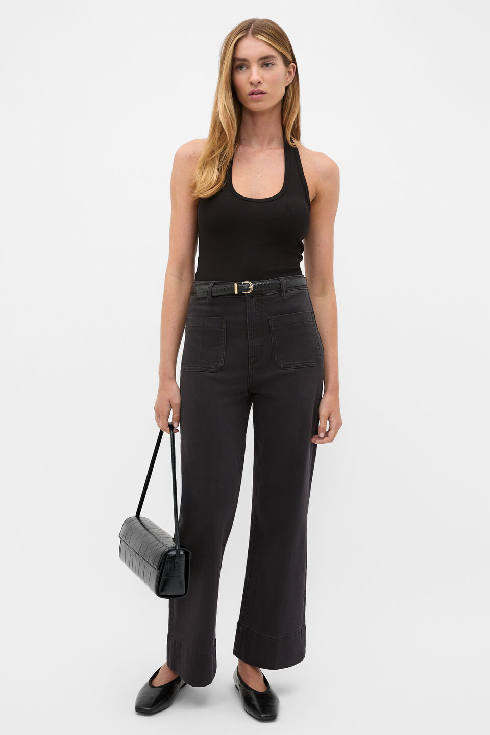 Core Wide Leg Pocket Jean  Charcoal Wash