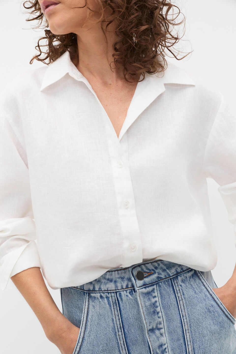 Linen Oversized Shirt  Whisper White