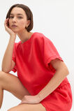 Linen Wave Scallop Boxy Tee  Electric Crimson  hi-res