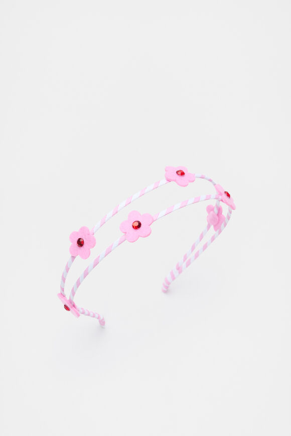 Felt Flower Double Headband  Candy Pink  hi-res