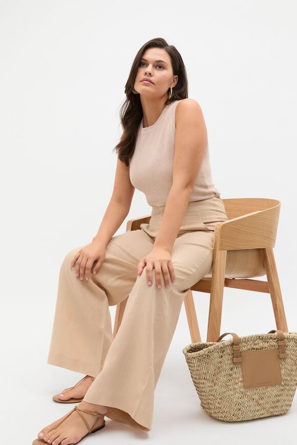 Core Linen Waisted Pant  Ecru  hi-res