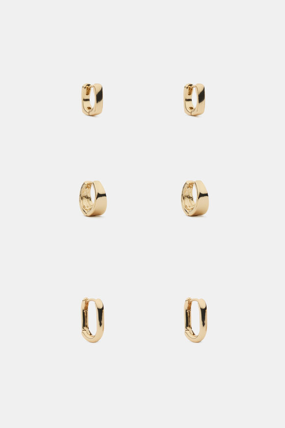 Rounded Earring Set  Gold  hi-res