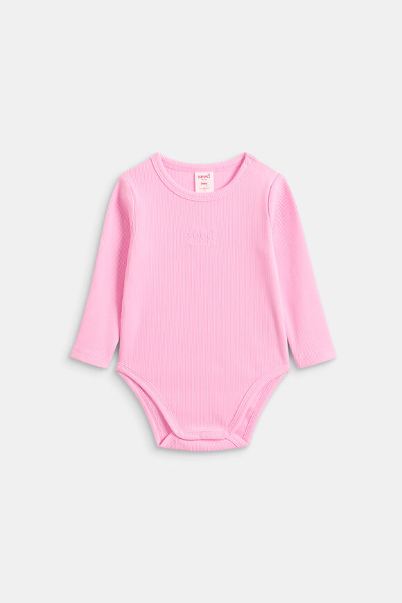 Core Logo Rib Bodysuit  Candy Pink  hi-res