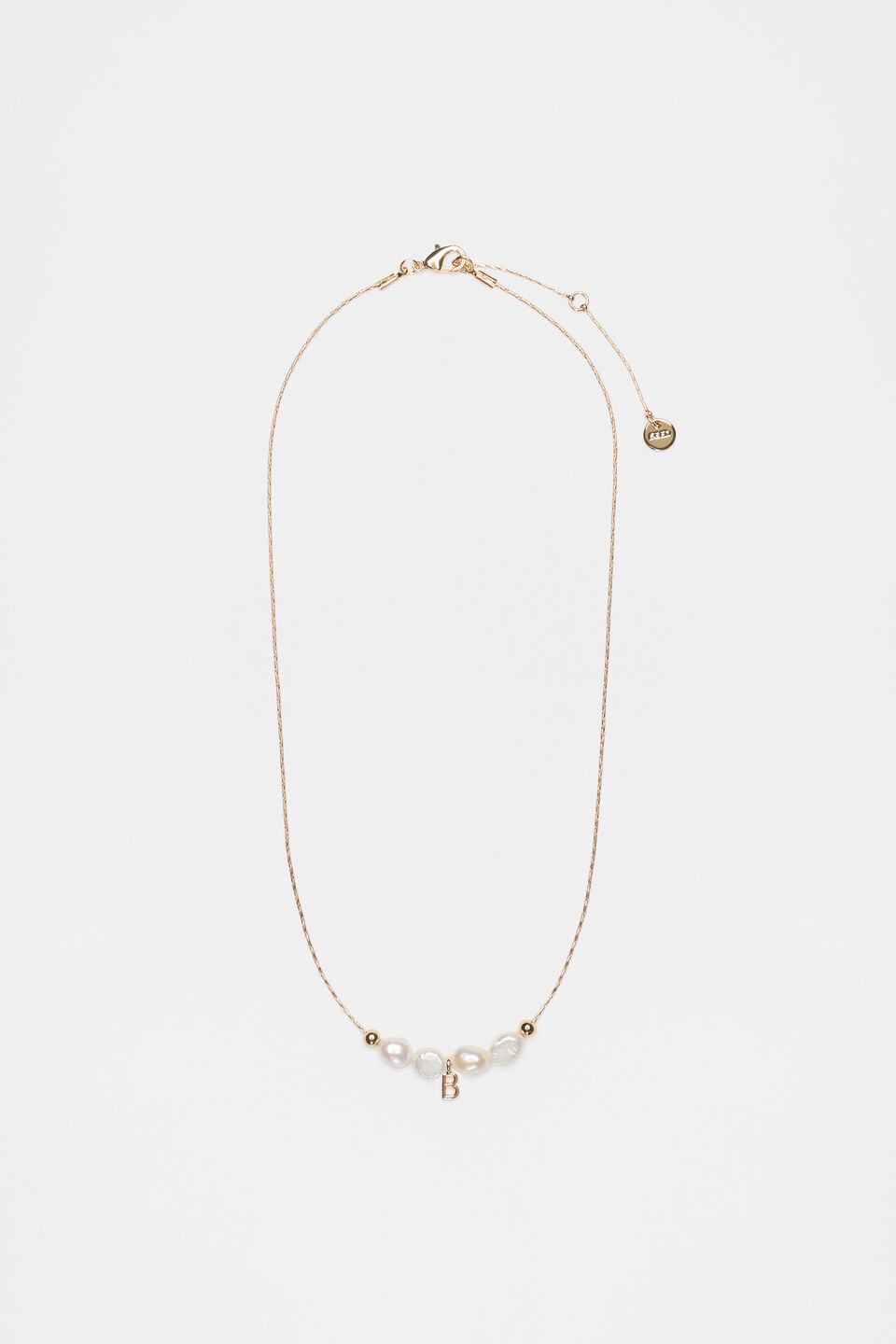 Fine Pearl Initial Necklace  B
