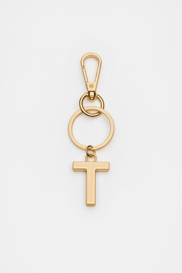 Gold Initials Keyring  T  hi-res