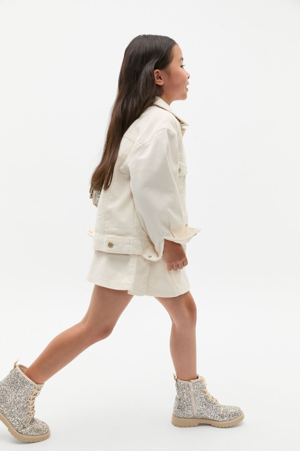 Glitter Combat Boot  Pale Gold