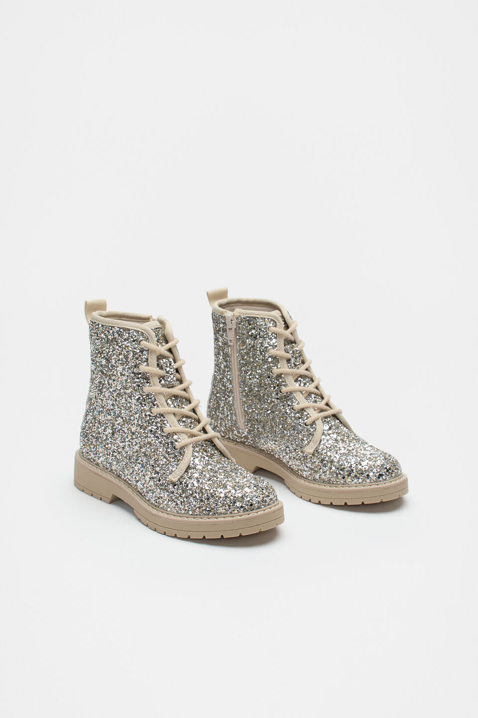 Glitter Combat Boot  Pale Gold
