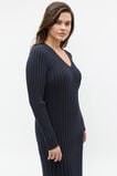 Pleated V Neck Knit Dress  Twilight Blue  hi-res