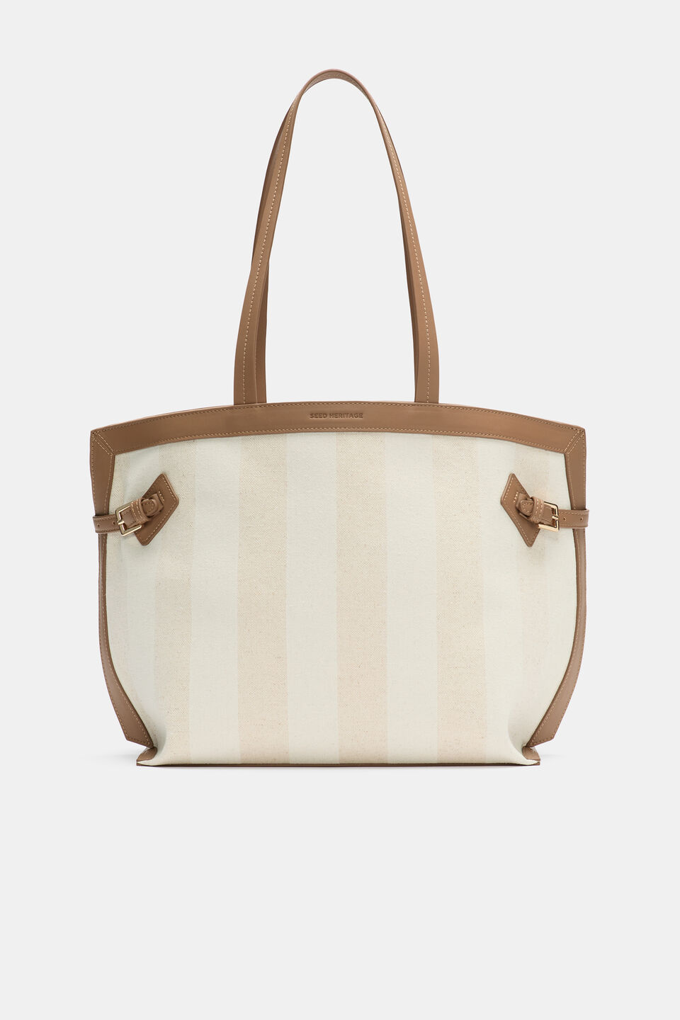 Textured Buckle Tote  Toffee