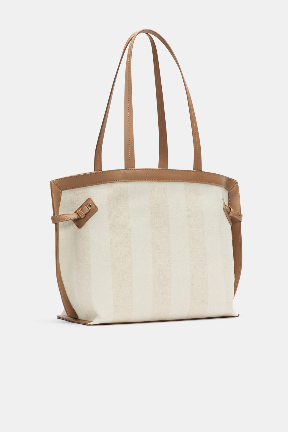 Textured Buckle Tote  Toffee