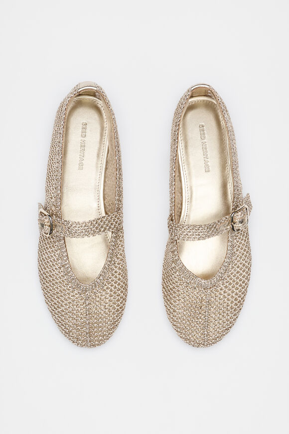 Mara Crochet Ballet Flat  Pale Gold  hi-res