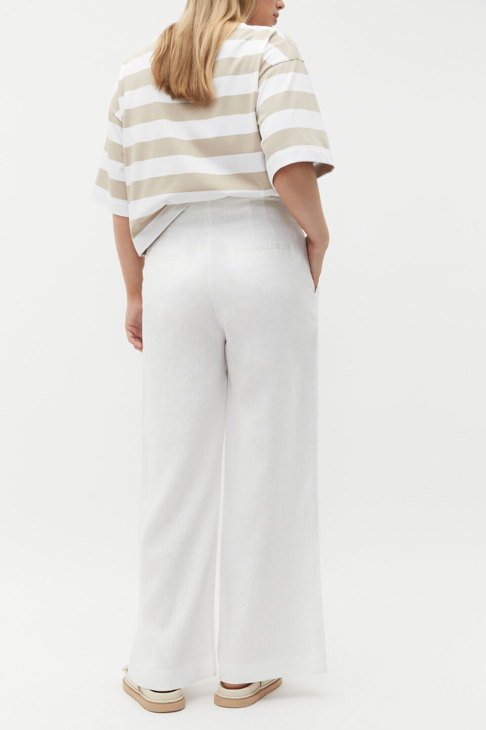 Textured Wide Leg Pant  Whisper White