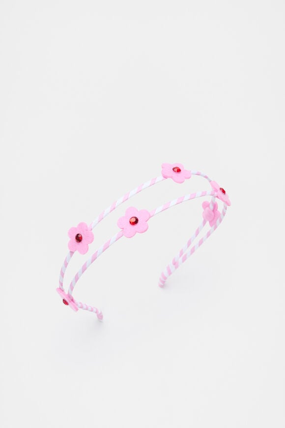 Felt Flower Double Headband  Candy Pink  hi-res