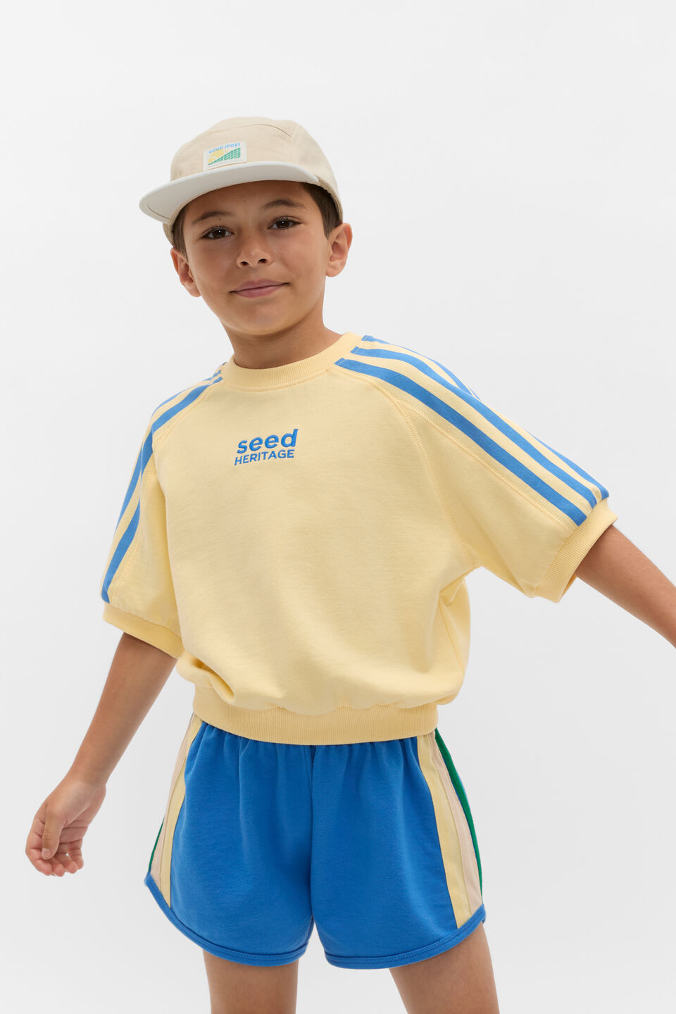 Stripe Logo Track Tee  Pale Banana