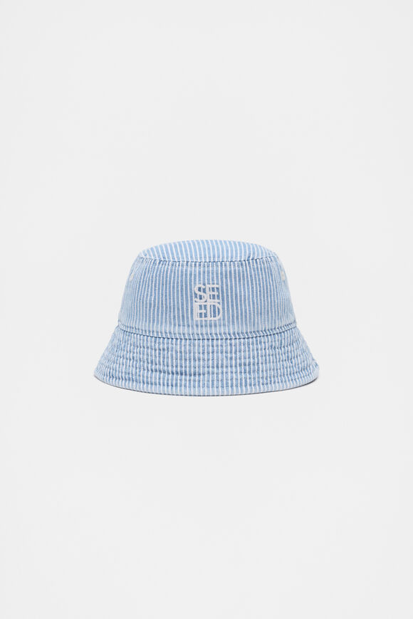 Blue Mini Stripe Bucket Hat  Denim Stripe  hi-res