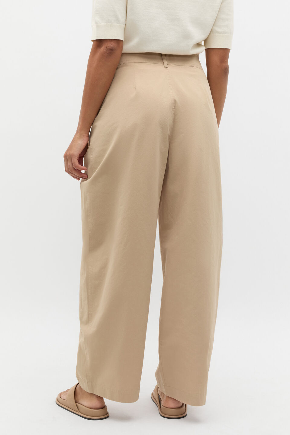 Double Waist Cotton Pant  Iced Latte