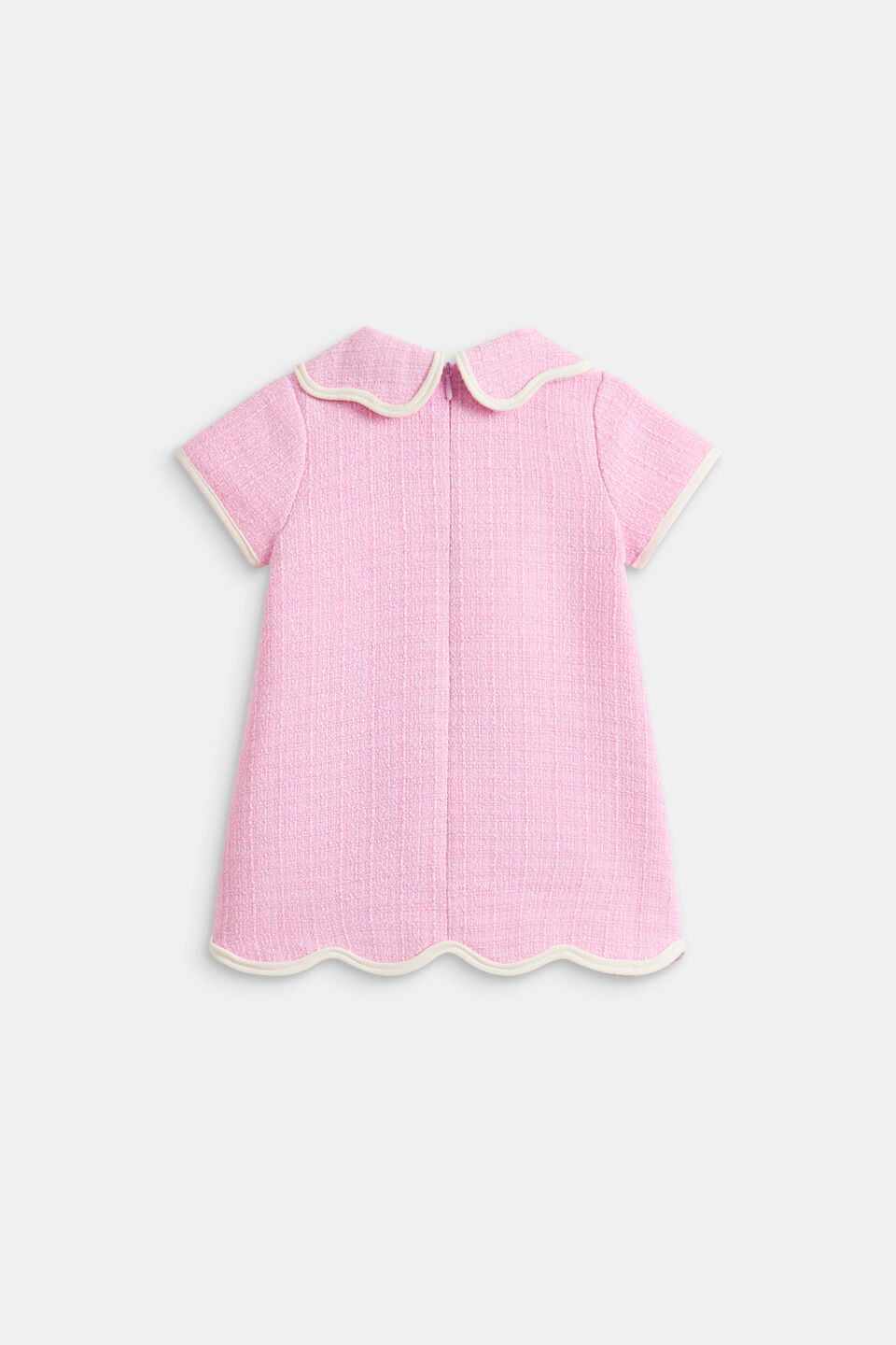 Scallop Tweed Dress  Candy Pink