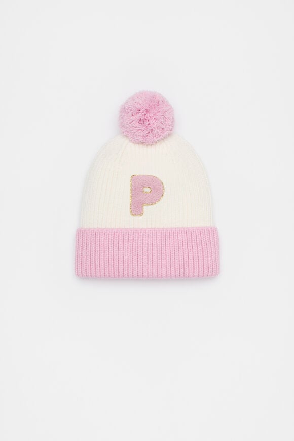Colourblock Initial Beanie  P  hi-res
