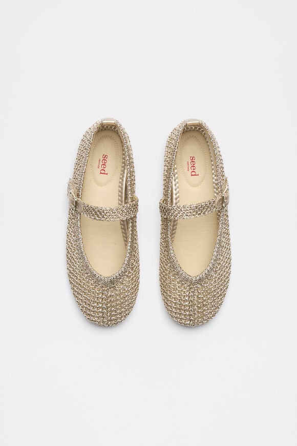Metallic Crochet Ballet  Gold  hi-res