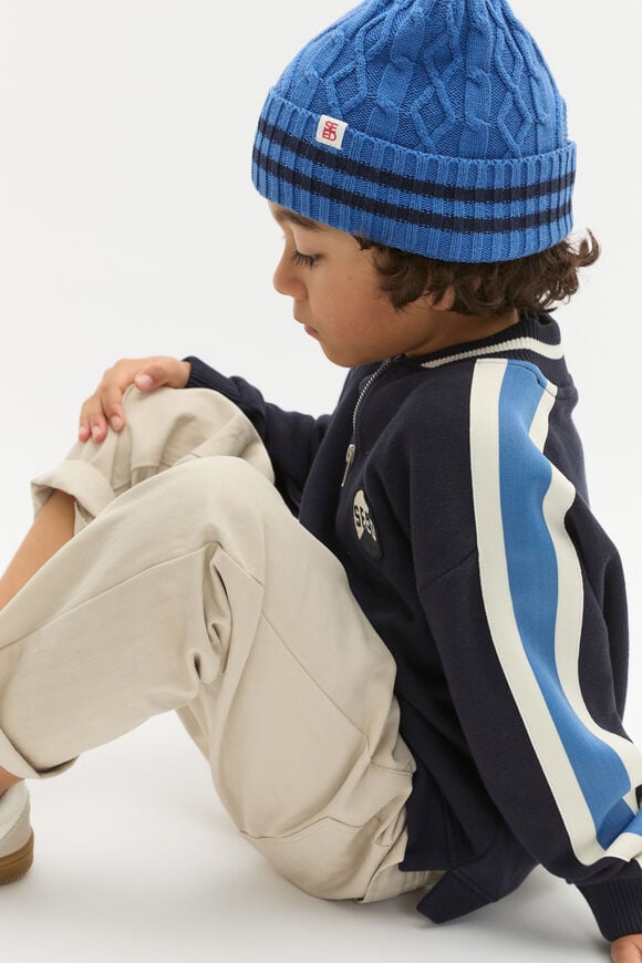 Cable Knit Beanie  Moody Blue  hi-res