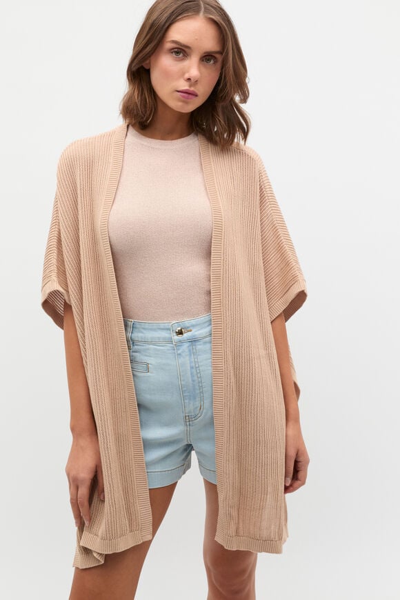 Open Weave Poncho  Ecru  hi-res