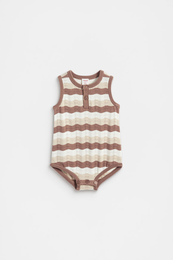 Wavy Knit Romper  Teddy  hi-res
