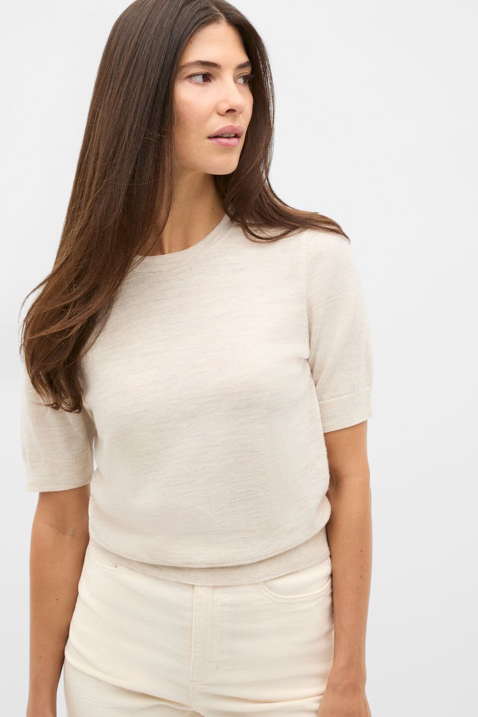 Australian Merino Crew Neck Tee  Mist Marle