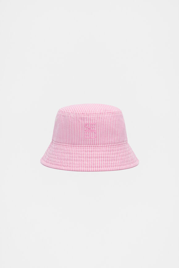 Pink Mini Stripe Bucket Hat  Candy Pink  hi-res