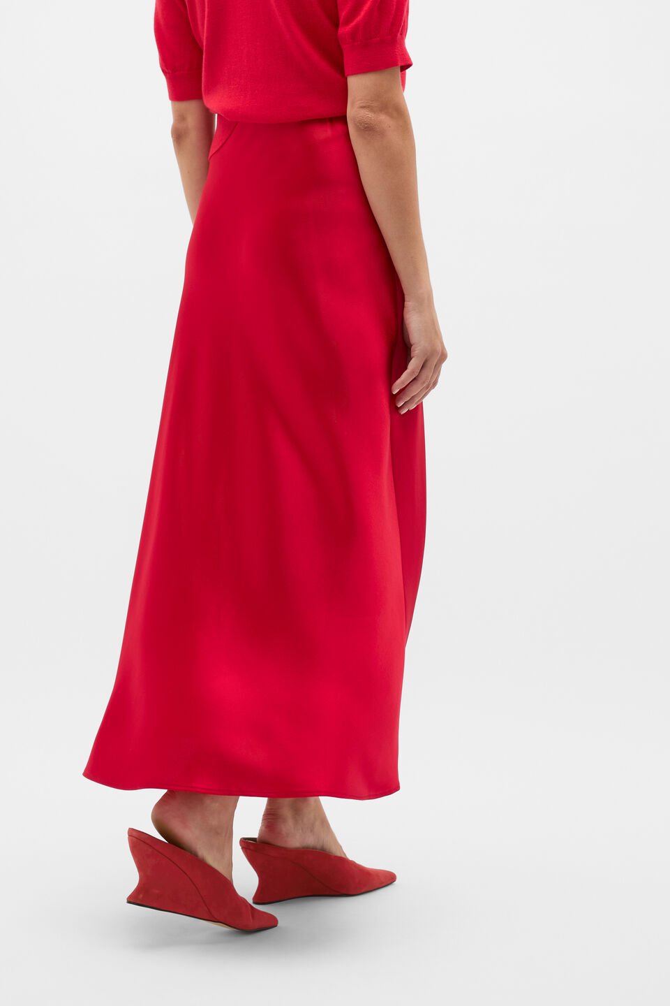Satin Midi Skirt  Poppy