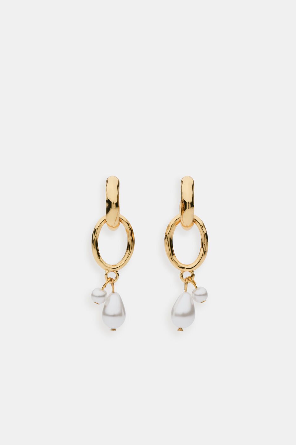 Pearl Drop Link Earring  Gold