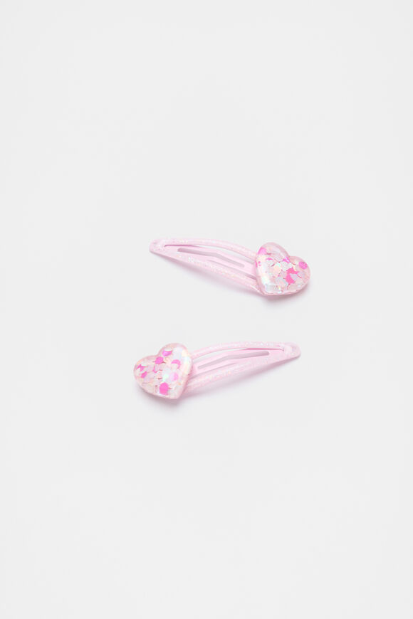 Chunky Glitter Heart Snaps  Cherry Blossom  hi-res