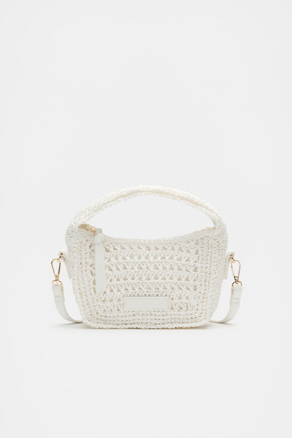 Woven Mini Cross Body Bag  White  hi-res