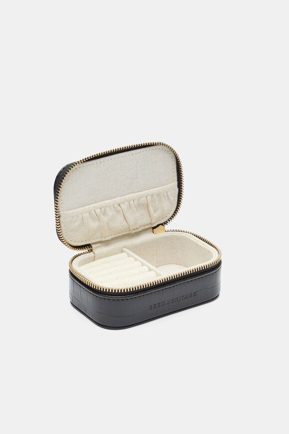 Mini Jewellery Case  Black Croc  hi-res