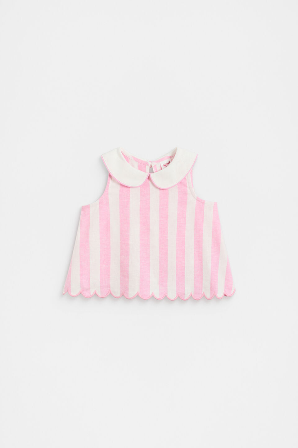 Stripe Scallop Top  Candy Pink