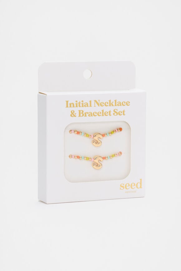 Initial Necklace And Bracelet Set  S  hi-res