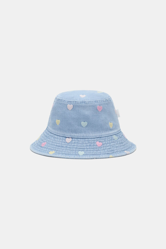 Heart Denim Bucket Hat  Cloud Blue Wash  hi-res