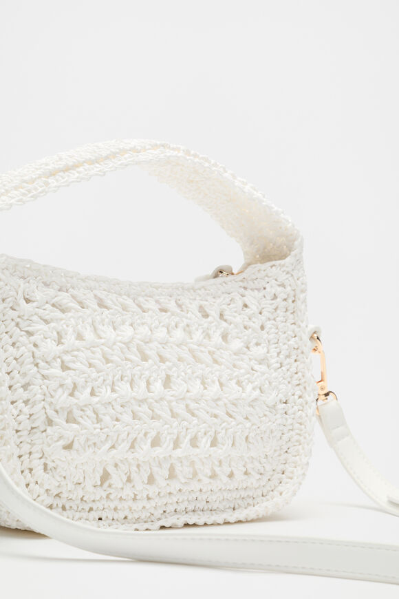 Woven Mini Cross Body Bag  White  hi-res