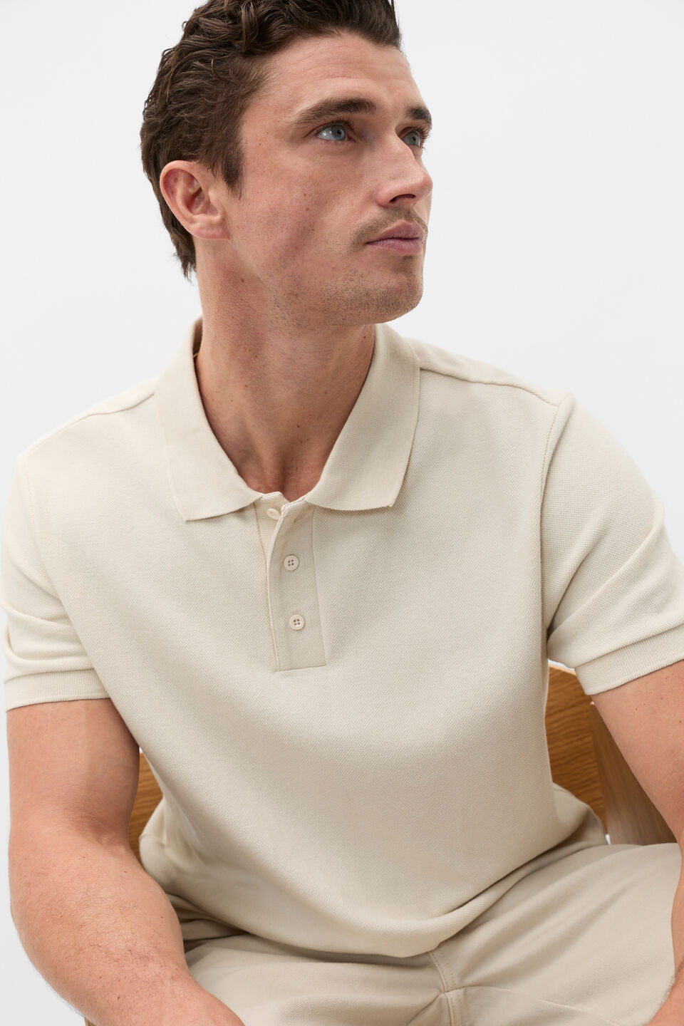 Textured Polo  Pebble
