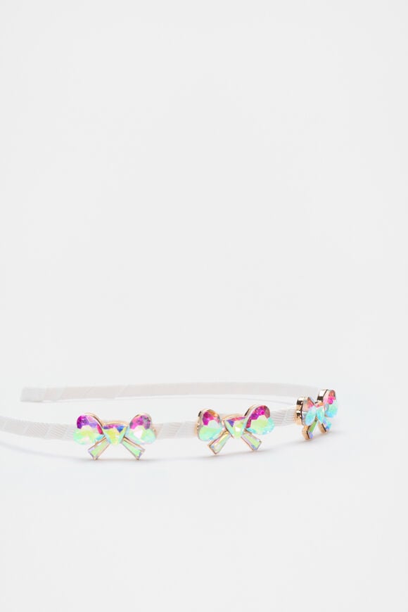 Crystal Heart Bow Headband  Classic Cream  hi-res