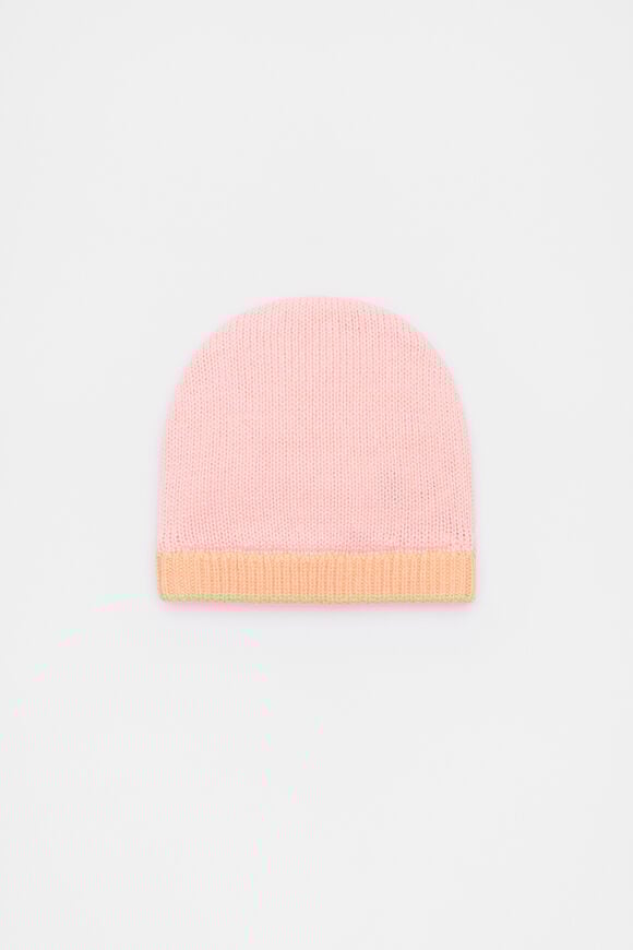Colourblock Knit Beanie  Pretty Pink  hi-res