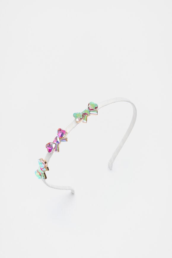 Crystal Heart Bow Headband  Classic Cream  hi-res