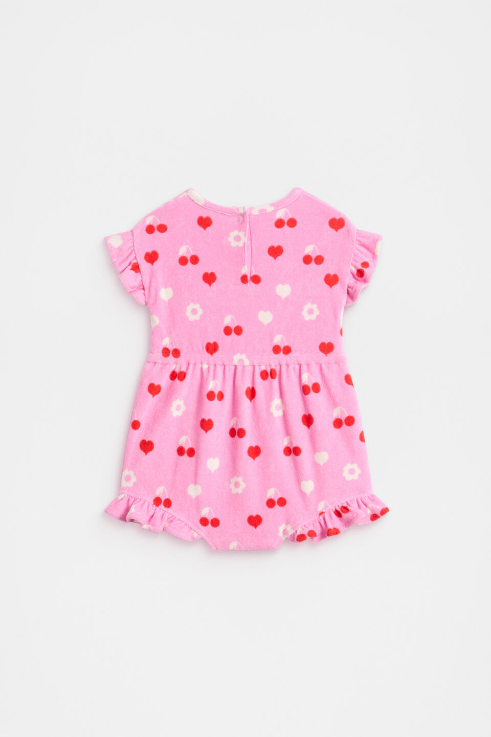 Cherry Heart Romper  Candy Pink