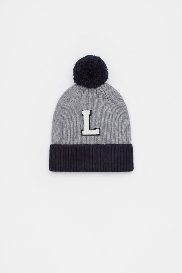 Colourblock Initial Beanie  L  hi-res