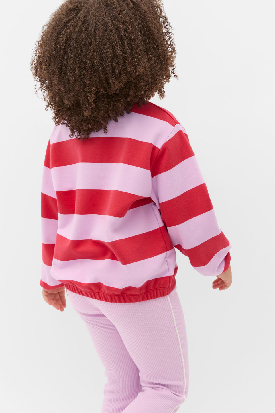 Striped Collar Logo Sweat  Chilli Red
