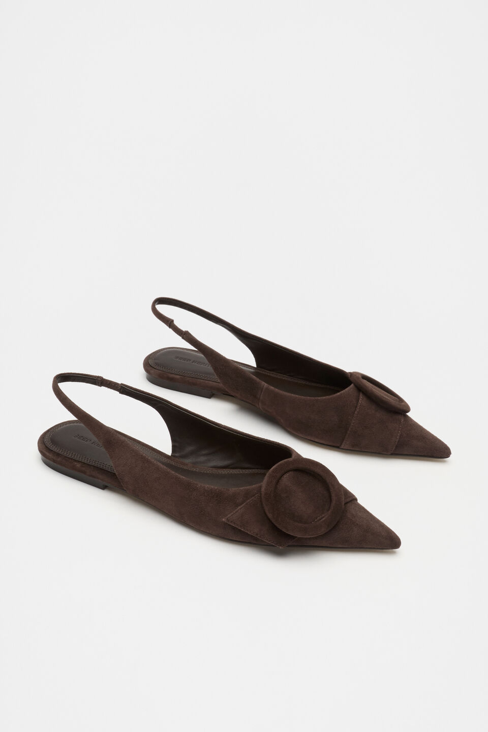Ren Circle Buckle Slingback  Dark Espresso Suede