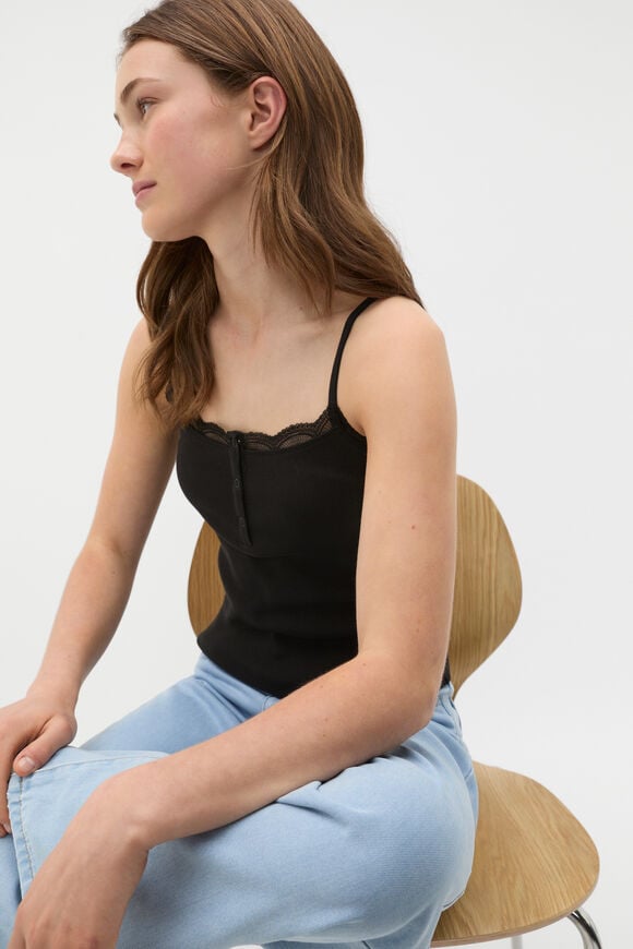 Lace Trim Cami  Black  hi-res