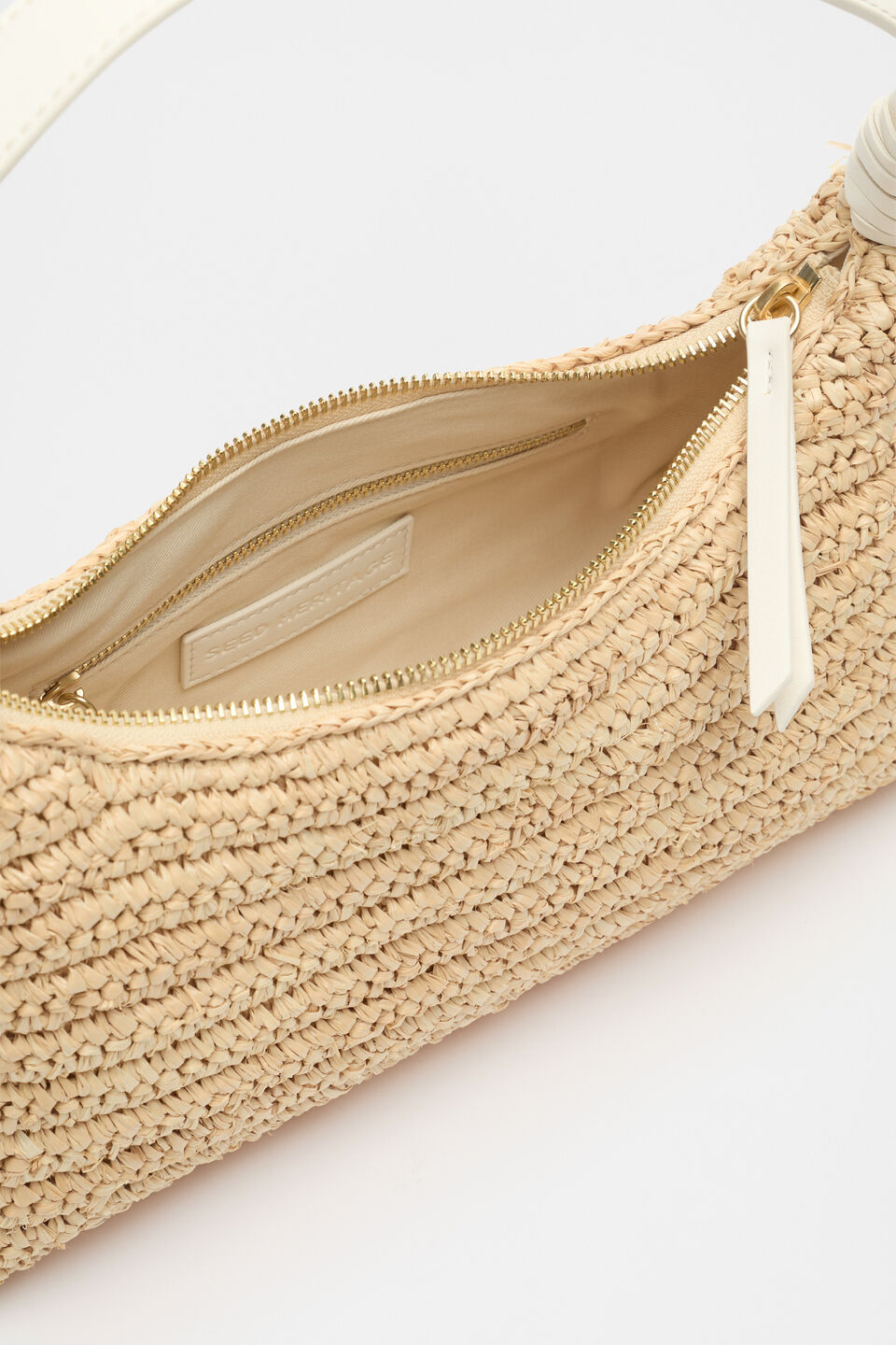Raffia Shoulder Bag  Cream